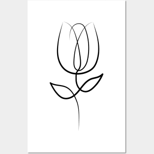 Tulip Flower Minimal art | One Line Drawing | One Line Art Posters and Art